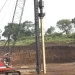 Proses pemancangan tiang pertama proyek gedung berbentuk Ar-Rahim Kampus 3 UIN Malang.