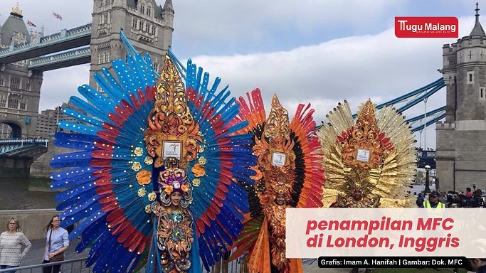 Penampilan kontingen Malang Flower Carnival di London pada 2016.