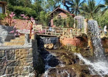 Salah satu sudut Umbulan Tanaka dengan pohon sakura imitasi untuk menciptakan suasa mirip negara Jepang.