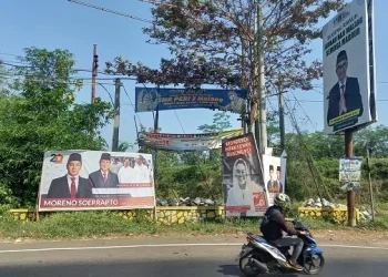 Baliho parpol mulai bertebaran di pinggir jalan di Kabupaten Malang.