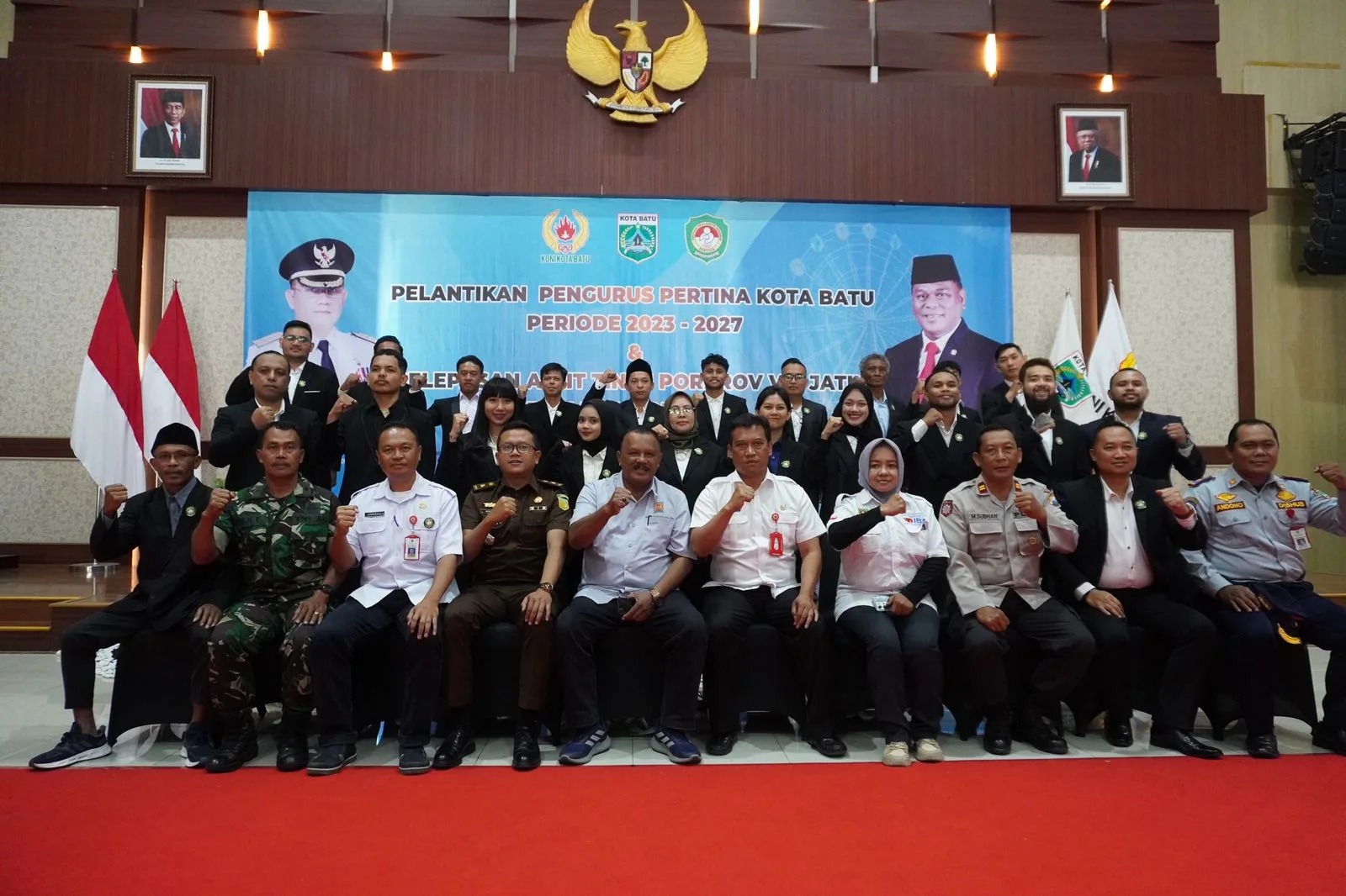 Pengurus Pertina Kota Batu yang baru saja dilantik. Mereka akan mengirim 7 atlet ke Porprov Jatim 2023 dengan misi mempertahankan medali emas.