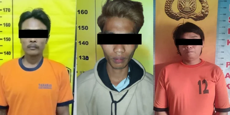 Para tersangka yang berhasil diamankan polisi.