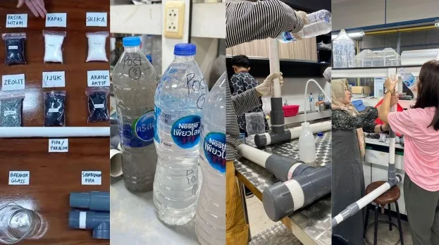 Pengambilan Sampel dan Tahap Filtrasi Air Limbah Laundry.