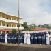Suasana upacara pengibaran bendera merah putih di Pondok Pesantren Al-Khoirot Putri.