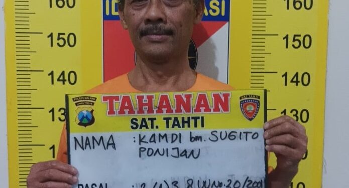 Mantan Kades Kedungbanteng, Kamdi kini ditahan di rutan Polres Malang.
