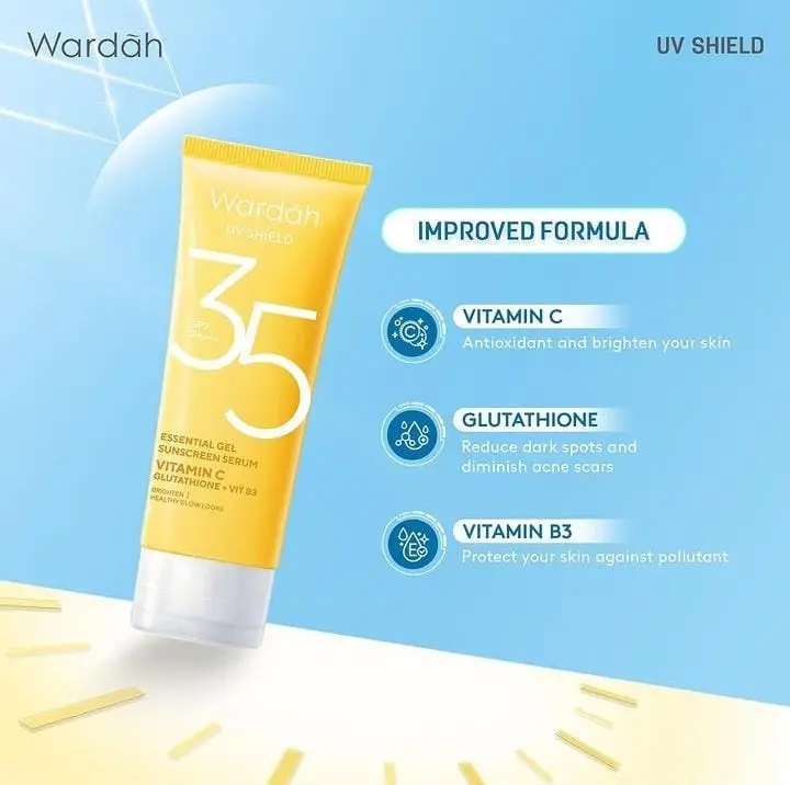 Wardah UV Shield essential sunscren gel.