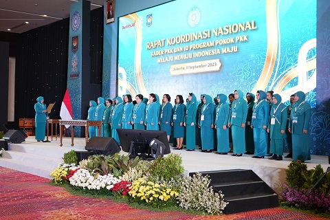 Suasana Rakornas Kader PKK dan 10 Program Pokok PKK Melaju Menuju Indonesia Maju.