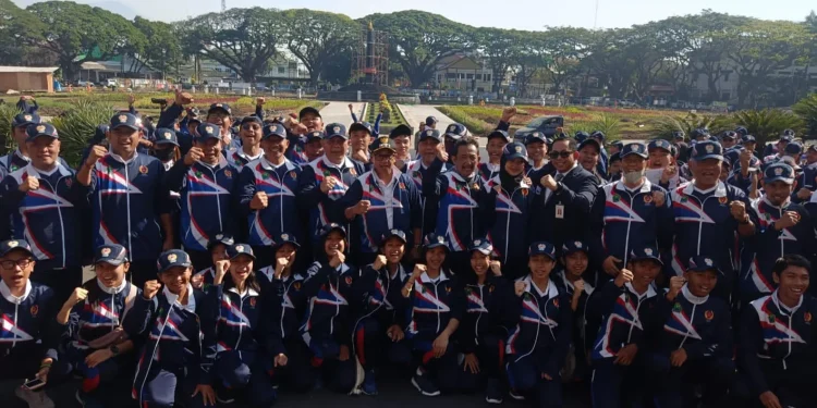 Pelepasan atlet Kota Malang untuk Porprov Jatim VIII 2023 di halaman Balai Kota Malang.
