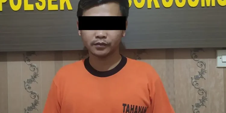 Tersangka AK usai diamankan Polsek Poncokusumo.