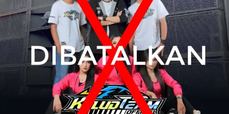 Poster pembatalan acara cek sound di Poncokusumo.