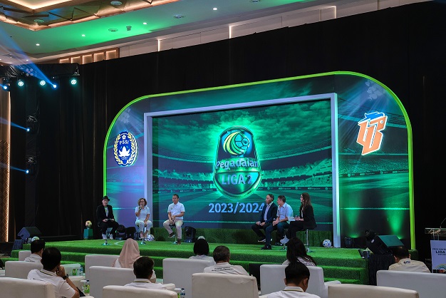 Acara launching logo untuk Pegadaian Liga 2 2023/2024. 