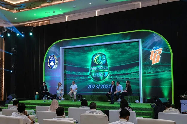 Acara launching logo untuk Pegadaian Liga 2 2023/2024.