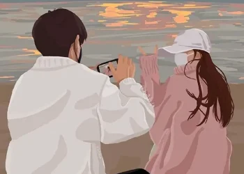 Ilustrasi cowok memfoto cewe yang dia suka.