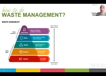 Public Relations and Sustainability Manager Nutrifood Arninta Puspitasari saat memaparkan materi green behaviour.