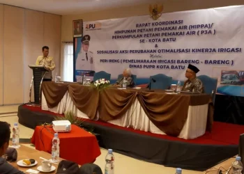 Rakor opotimalisasi kinerja saluran irigasi oleh Dinas PUPR Kota Batu bersama HIPPA se Kota Batu pada Kamis (26/10/2023).