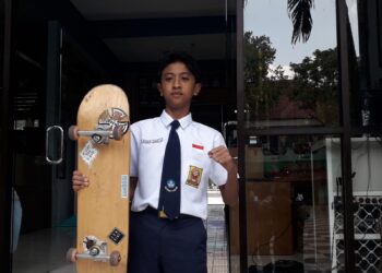 Atlet skateboard muda asal Kota Malang, Avdavin Syauqi Endiananta (M Sholeh)