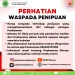 Poster imbauan waspada penipuan mengatasnamakan puskesmas.