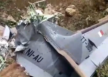 Kondisi pesawat tempur TNI AU Super Tucano jatuh di Pasuruan.