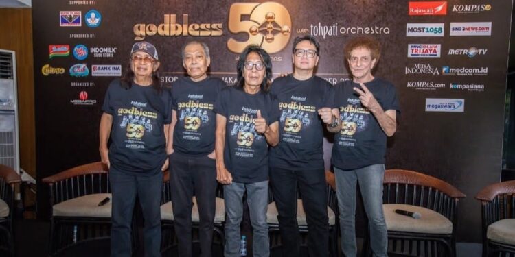 Godbless, band papan atas legendaris tanah air di Indonesia akan menggelar Konser Emas 50 Tahun-nya pada 10 November 2023