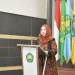 Dekan FEB UNISMA, Nur Diana SE, MSi, CBV, CERA, saat memberikan sambutan di acara Dies Natalis ke-5, Tax Center FEB UNISMA.