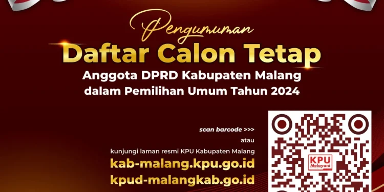 Poster pengumuman DCT DPRD Kabupaten Malang.