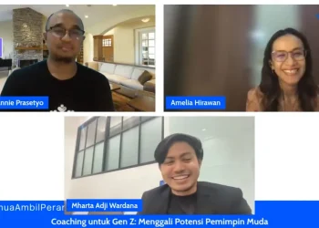 M Nur Fannie Prasetyo, Amelia Hirawan dan Mharta Adji Wardana saat sesi 4 Lead The Fest hari-14.