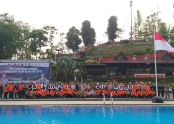 Apel Siap Siaga Darurat Bencana digelar di Selecta Kota Batu, Jawa Timur, Selasa (7/11/2023) diikuti seluruh kepala daerah dan instansi terkait se-Jatim.