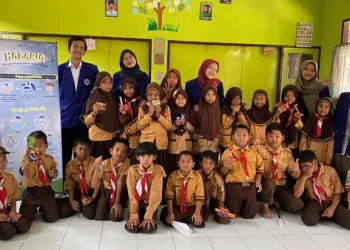 Penyuluhan malaria yang berlangsung di SDN Tegalgondo.