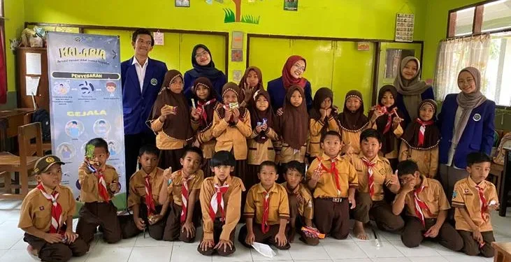 Penyuluhan malaria yang berlangsung di SDN Tegalgondo.
