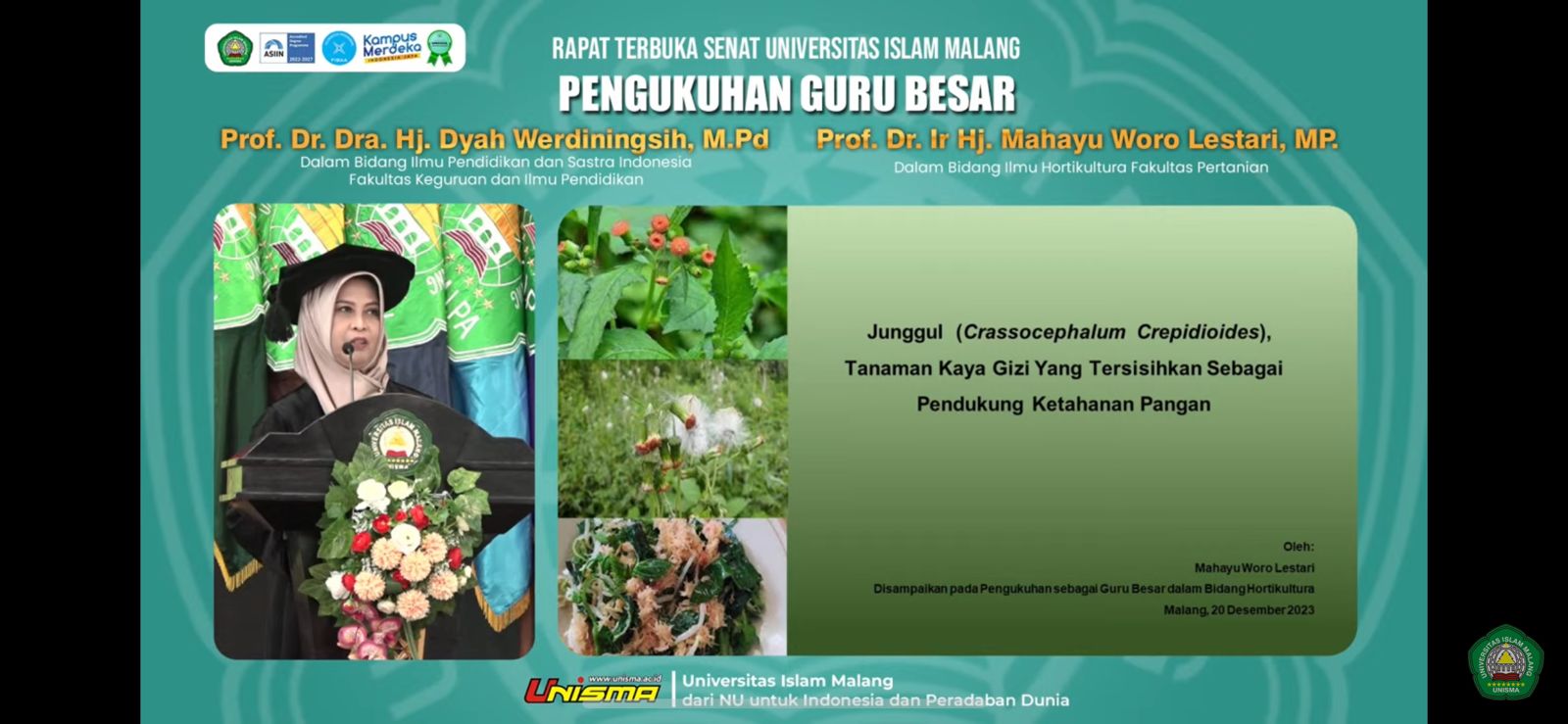 Prof Dr Ir Mahayu Woro Lestari MP Bidang Ilmu Hortikultura dari Fakultas Pertanian. 