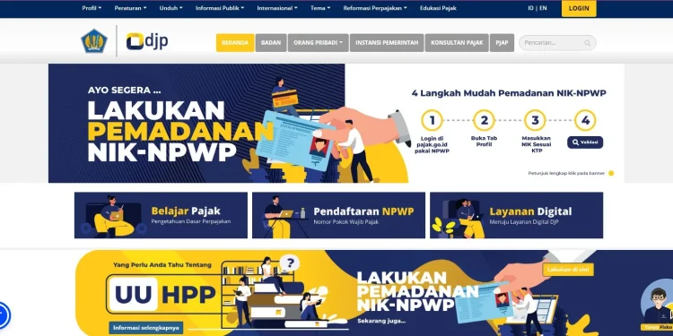 Tangkapan layar portal pajak.