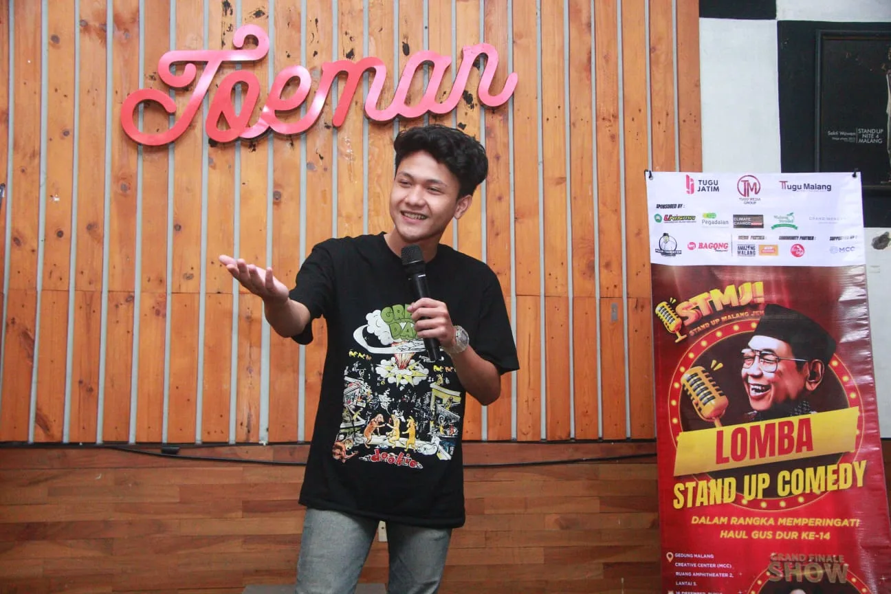 Mirzal Hamiz peserta yang berhasil lolos ke final lomba Stand Up Malang Jeh (STMJ). 