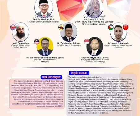 Poster acara International Conference 2nd EBESSIC 2023 FEB Unisma.