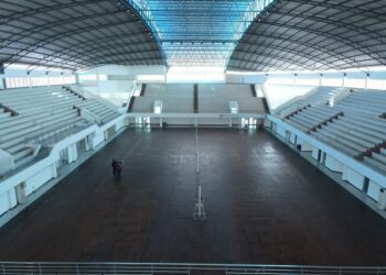 Venue GOR Ken Arok Kota Malang untuk pertandingan pekan ke-5 Liga Futsal Profesional Indonesia.