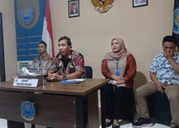 Kepala BNN Kabupaten Malang, Letkol Laut (PM) Hendratmo Budi Wibowo saat konferensi pers.