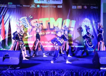 Penari NDS Sanggarmoe Wagir menampilkan tari remo di acara STMJ.