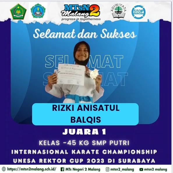 Beberapa prestasi peserta didik MTsN 2 Malang di bidang non akademik di tahun 2023.
