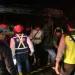 Petugas melakukan olah TKP kebakaran setelah api berhasil dipadamkan.
