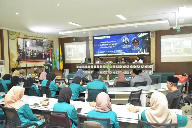 Suasana pembelakan dan pelatihan bagi relawan pajak Bach VI tahun 2024 oleh FEB UNISMA.