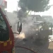 Petugas memadamkan Mobil Daihatsu Zebra Kebakaran di Turen Rabu (31/1/2024) sekitar pukul 05.30 WIB.