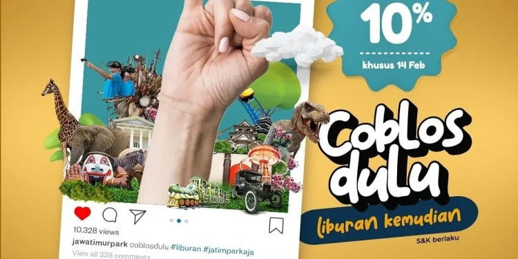 Salah satu promo diskon yang ditawarkan tempat rekreasi Jatim Park. Foto / dok