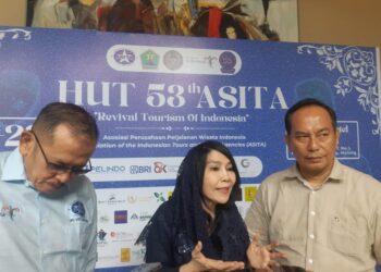 Ketua Umum Dewan Pengurus Pusat ASITA, Nunung Rusmiati. Kebangkitan pariwisata Indonesia menggema di Kota Malang. (Foto/M Sholeh)