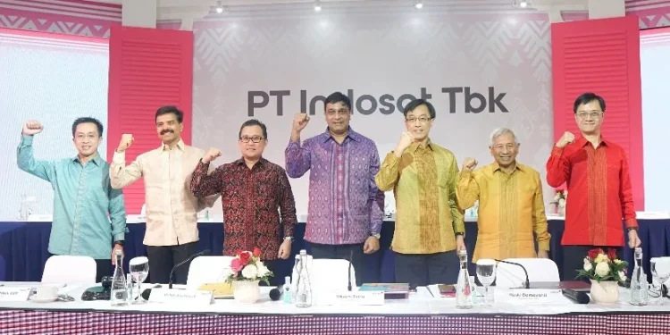 Konferensi pers Indosat mengumumkan capaian pendapatannya selama 2023.