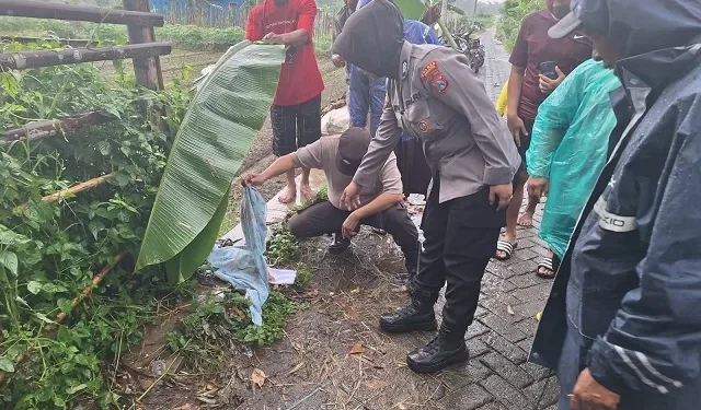 Lokasi ditemukannya mayat bayi laki-laki. Foto: Polsek Pakis