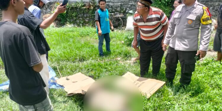 Lansia di Turen ditemukan tewas di area persawahan. Foto: Polres Malang