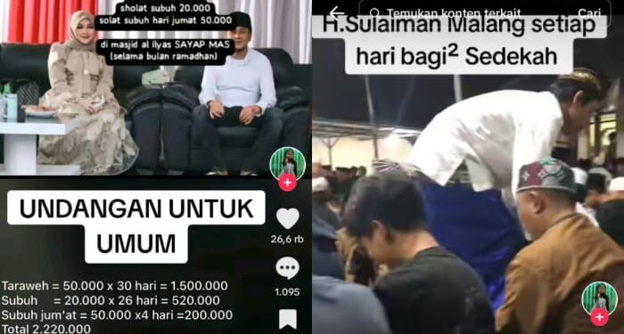Viral Salat Tarawih dapat uang Rp 50 ribu di Malang ternyata sosok H.Sulaiman sebagai donaturnya /Foto: Tangkapan layar TikTok @arema4