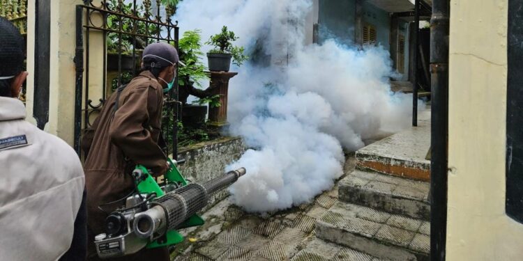 Pelaksanaan fogging di Kota Batu, Jawa Timur untuk menurunkan kasus demam berdarah. Foto: Dinkes Kota Batu