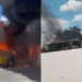 Satu unit minibus terbakar di Jalan Tol Surabaya-Malang KM 64 pada hari Sabtu (13/4/2024) /Foto: Tangkapan layar media sosial X, @infomalang