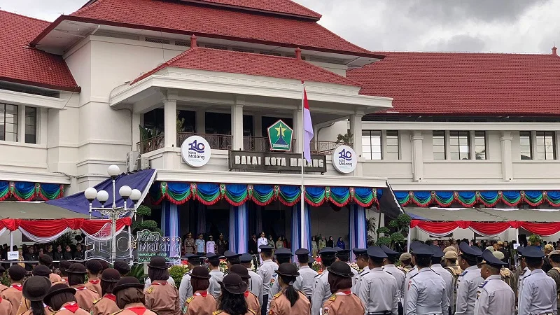Upacara HUT ke-110 Kota Malang di Balaikota Malang. Foto / Feni Yusnia