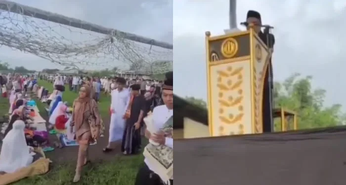 Video viral jemaah tinggalkan khatib saat berkhutbah gara-gara ceramah soal politik /Foto: Kolase tangkapan layar X, @merapi_uncover.